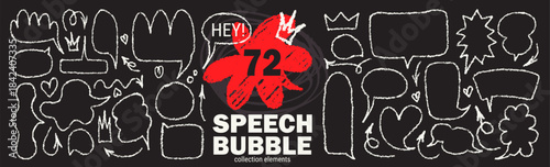 Line scribble texture set with speech bubbles and hand-drawn text boxes.