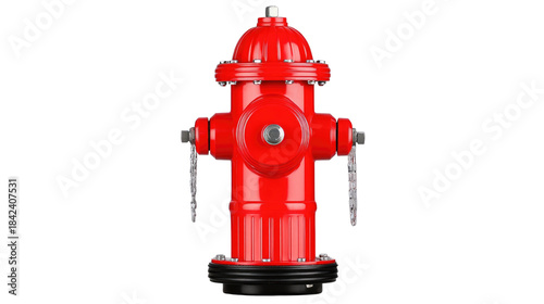 Bright Red Fire Hydrant on White Background for Urban Safety and Design