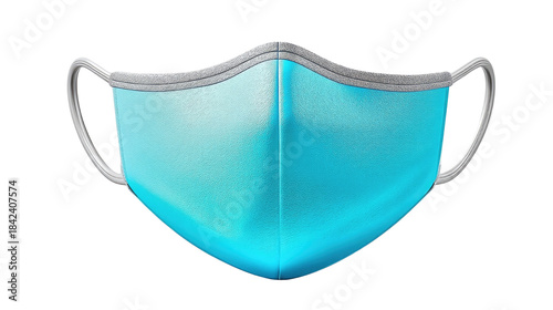 Blue Protective Face Mask with Gray Edging on a White Background