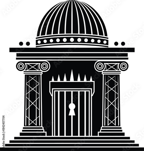 black and white temple building design clip art preview