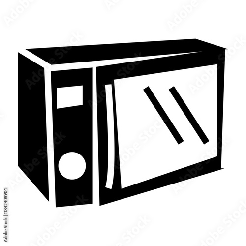 black and white oven kitchen glyph icon vector
