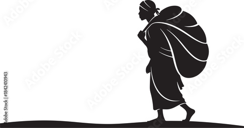 A striking collection of desert nomad silhouettes featuring travelers, camels, dunes, and traditional Middle Eastern attire