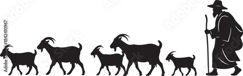 A striking collection of desert nomad silhouettes featuring travelers, camels, dunes, and traditional Middle Eastern attire