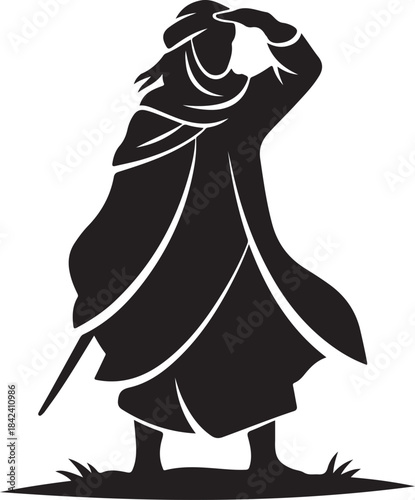 A striking collection of desert nomad silhouettes featuring travelers, camels, dunes, and traditional Middle Eastern attire