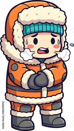 bundle of bravery tiny spirit confronts winters chill, exhaling misty air, isolated on transparent background