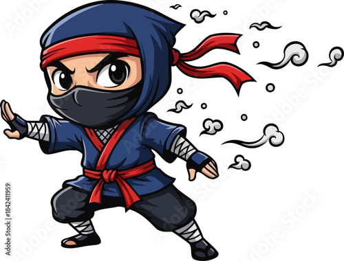 dynamic shadow sprinter cartoon ninja embodies agile spirit and focused determination, isolated on transparent background