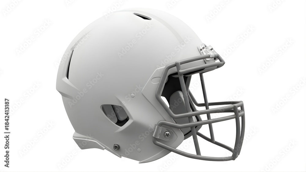 Fototapeta premium White modern football helmet with faceguard isolated on white background