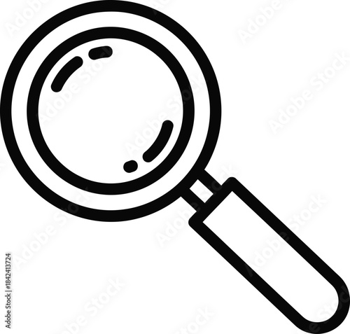 Magnifying glass search tool line icon illustration