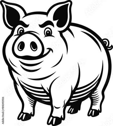Cute smiling pig cartoon vector illustration
