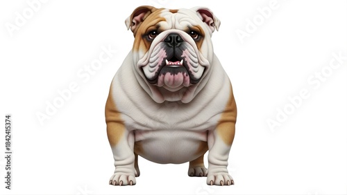 Adorable English bulldog front view illustration isolated on white background