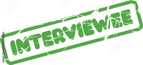 Green textured rubber stamp clearly presenting the word Interviewee for subject or candidate identification