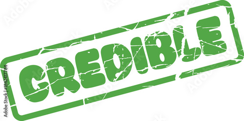 Green grunge rubber stamp signifying credibility and trustworthiness for official documents