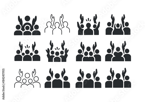 Applause Icon Variations. Applause from audience. Icon set. Set