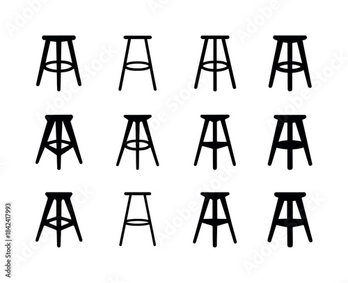 Bar Stool Leg Logos. Bar stool leg. Icon set. Set Logo of Bar st