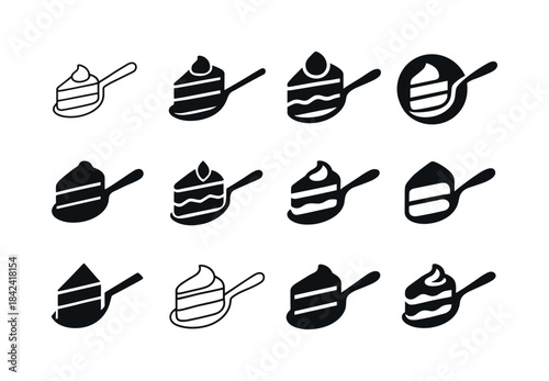 Dessert Logo Variations. Savoring the First Bite of a Delicious