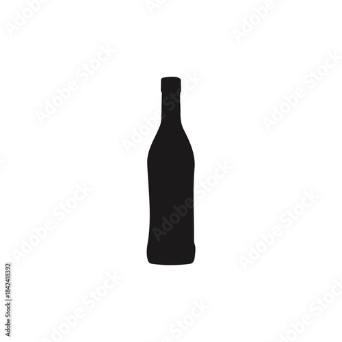 Vodka bottle silhouette vector flat illustration design.