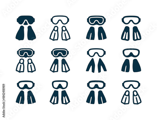 Scuba Gear Icons. Scuba Gear. Icon set. Set Logo of Scuba Gear: