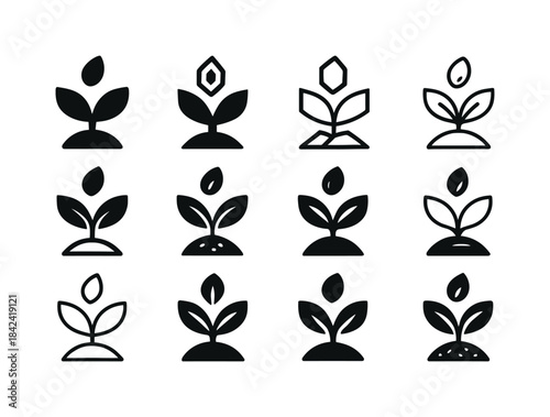 Zero Waste Farm Icons. zero waste farming. Icon set. Set Logo of