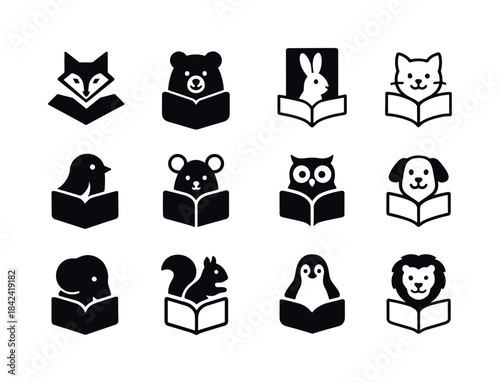 Storybook Animal Logos. Children