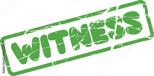 Green distressed WITNESS rubber stamp for official documentation and verification purposes