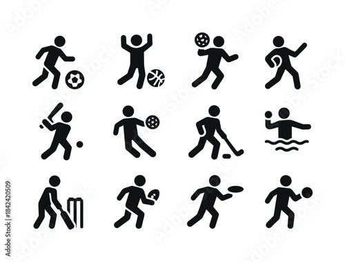 Team Sports Icons. Team sports. Solid icon set of team sports: s