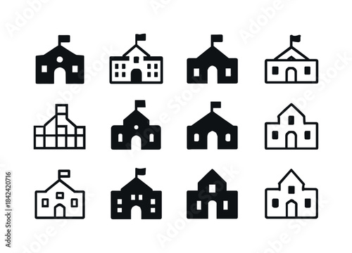 Educational Icon Set. Education and learning materials. Icon set