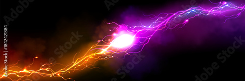 Bright blue and white electrical lightning bolts crackling across a dark black background with energy arcs.
Glowing blue energy portal with electric lightning bolts radiating outwards on a dark backgr