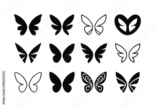 Winged Creatures Icons. Winged creatures. Icon set. Set Logo of