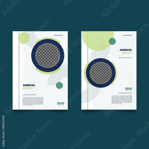 Modern creative circle line theme book cover set template. A4 size book cover template for annual report, magazine, booklet, proposal, portfolio, brochure, poster