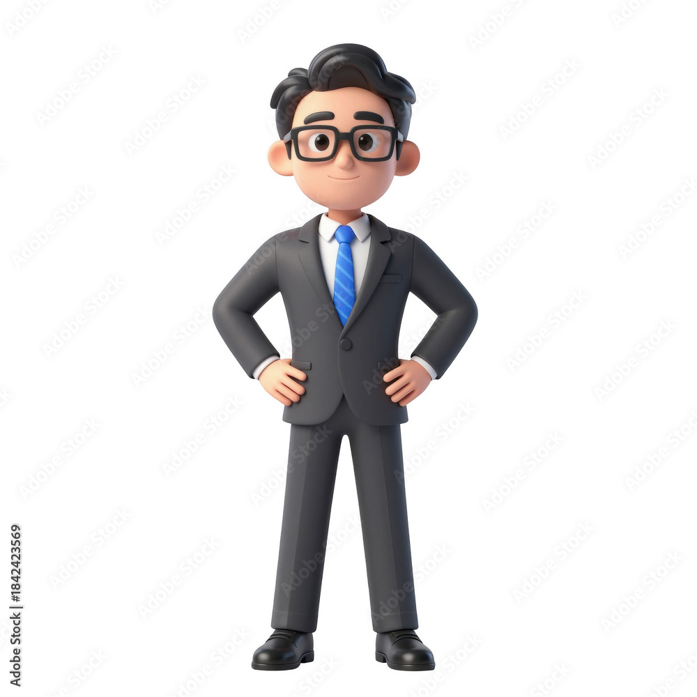 Obraz premium 3D Businessman in Suit with Glasses