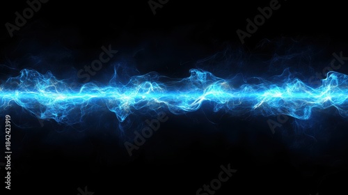 Electric blue energy beam glowing on a dark background with vibrant light effects