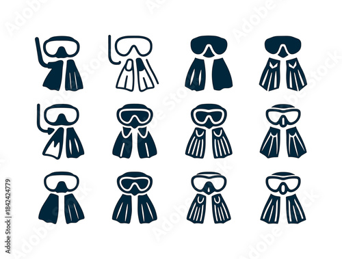 Scuba Gear Icons. Scuba Gear. Icon set. Set Logo of Scuba Gear: