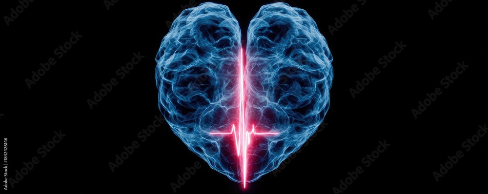 Naklejka premium Striking illustration of mind launching rocket concept. A creative representation of a heart and brain fusion concept.