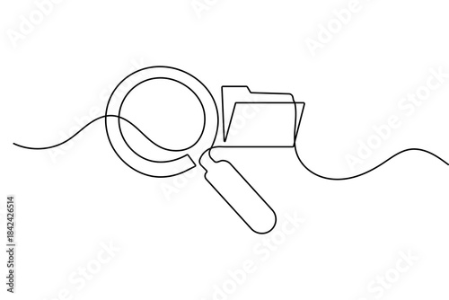 Search icon elegant one line minimal outline drawing isolated vector illustration