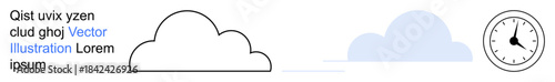 Time management, weather tracking, minimalism, graphic design, planning, scheduling. Cloud shapes and a clock icon in a clean, modern layout. Time management and weather tracking concept