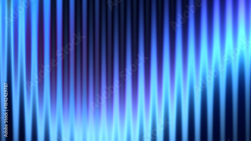 Futuristic abstract ribbed fractal glass surfaces shimmering with soft gradient. Illuminated streaks of electric blue light passing through textured glass for modern design and artistic visual concept