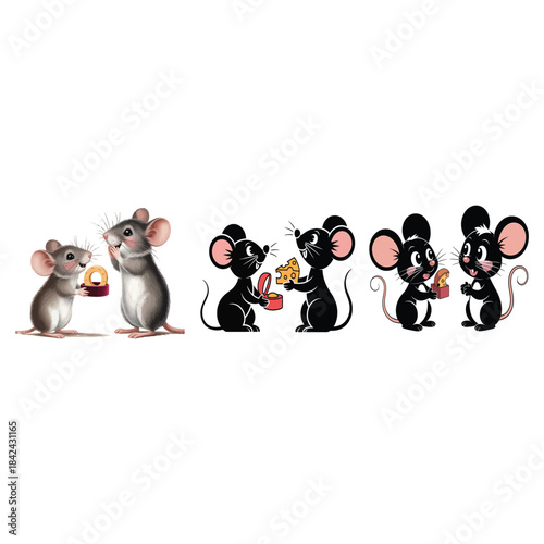 Cute Mouse Proposing with a Cheese Ring.