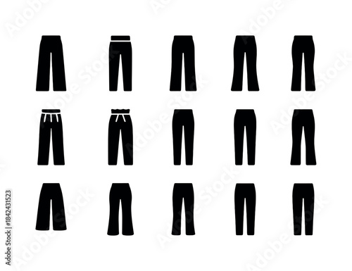 Fashion Pants Icons. Fashion pants. Solid icon set of fashion pa