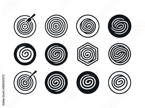 Minimalist Pasta Icons. Plate of pasta. Icon set. Set Logo of pl