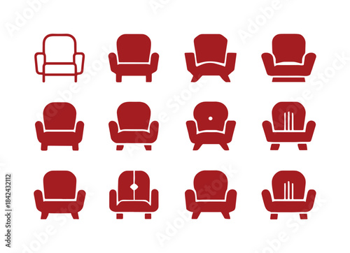 Red Velvet Logos. Red velvet seats. Icon set. Set Logo of red ve