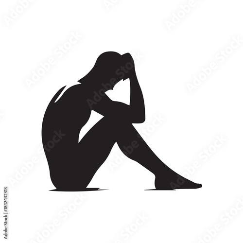 silhouette of a man sitting in sad mood