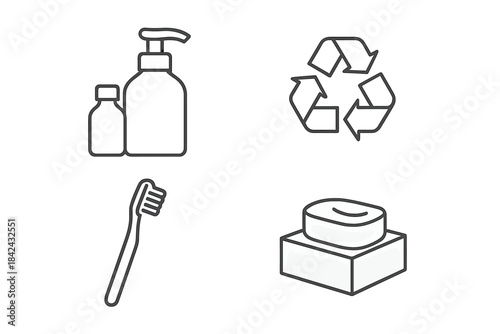 Collection of essential personal hygiene and eco-friendly bathroom products