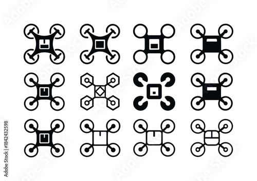 Drone Delivery Icons. drone delivery services. Icon set. Set Log