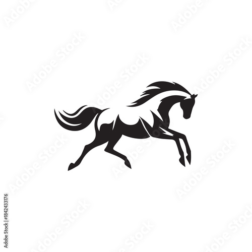 black and white horse vector illustration