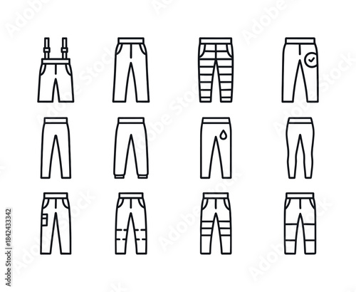 Winter Pants Icons. Winter Pants. Line icon set of Winter Pants: