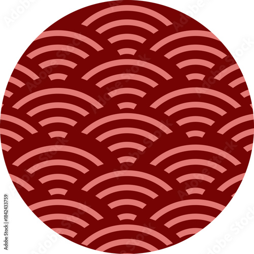 Red Seigaiha pattern in circle