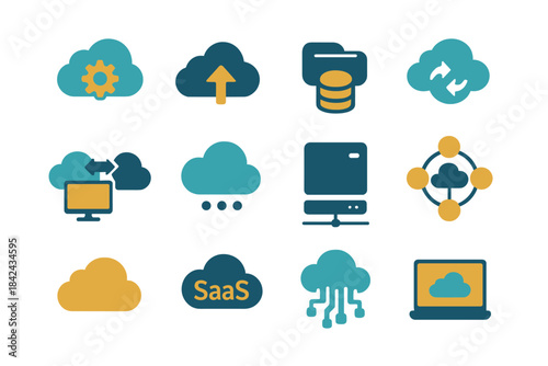 Modern flat design concepts for cloud computing, data storage, and networking services