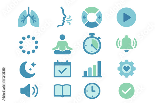 Health and wellness icons representing various activities and functions for a balanced lifestyle