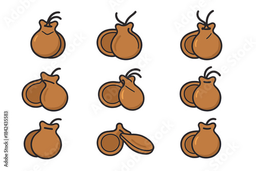 Various brown bags displayed in different orientations and styles with a simple design for clear visual appeal