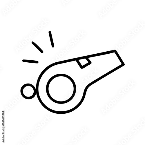 Whistle icon with sound lines in minimalist style  